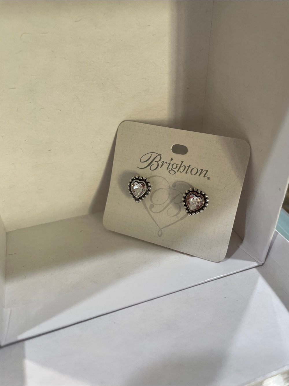 Brighton Heart Crystal Stud Earrings - Silver with Clear Crystal - Picture 2 of 3